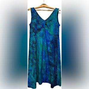 Beautiful Global Village Handcrafted Art-Wear Rayon sleeveless, dress SZ Large.